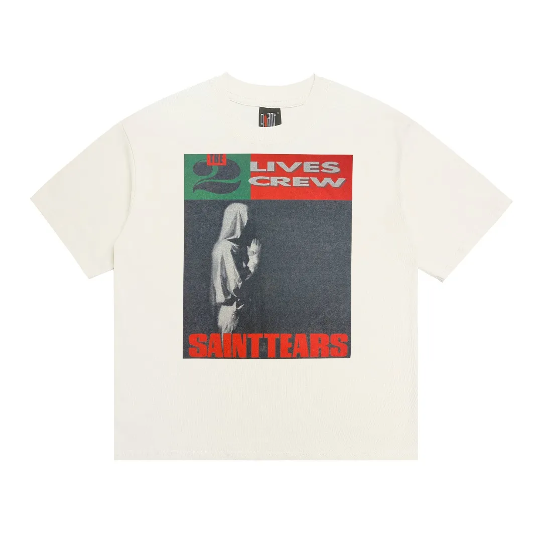 Saint Michael's new retro DENIM TEARS co-branded printed loose short-sleeved T-shirt with digital white ink direct injection, the fabric is breathable and the pattern is three-dimensional and clear. Fabric: Double yarn 240g Style number: S852 Size: S-M-L-XL Color: Off-white Price: P110
